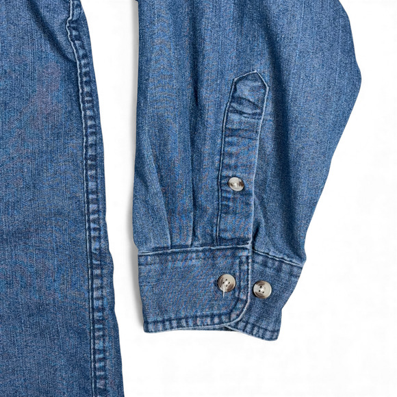 Vintage Key Shirt Adult LARGE Blue Chambray Workwear Outdoor Denim Style Y2K - Picture 6 of 8